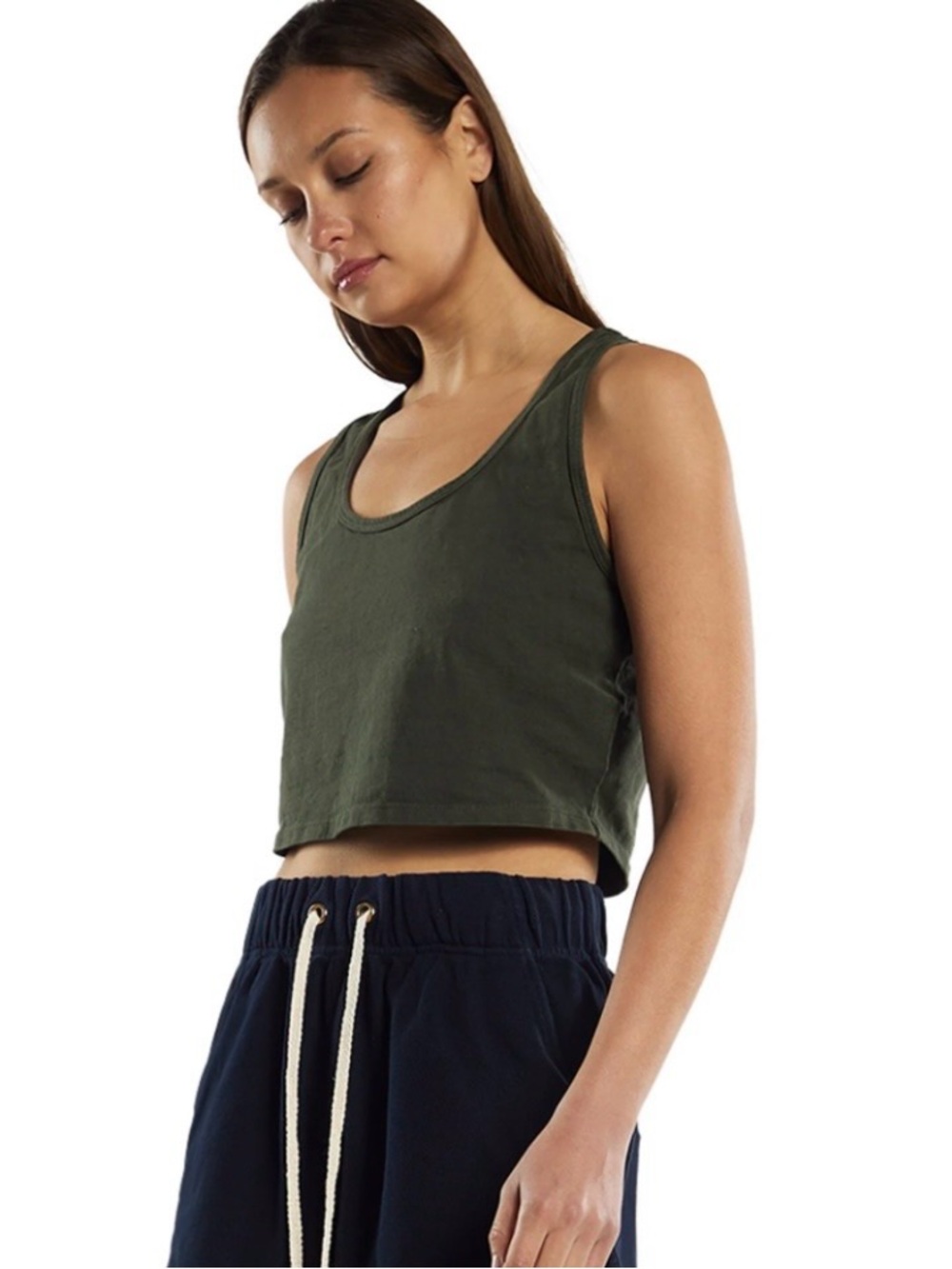LESTIEN Kerry Crop Tank in Structured Jersey
Washed Forest*